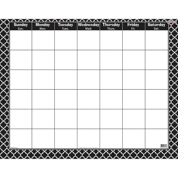 Trend Enterprises Trend Wipe-Off Monthly Calendar Moroccan Black (T-27023)