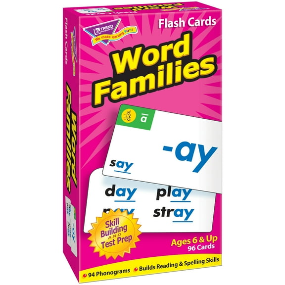 Trend Enterprises Word Families Flash Cards, Set of 96