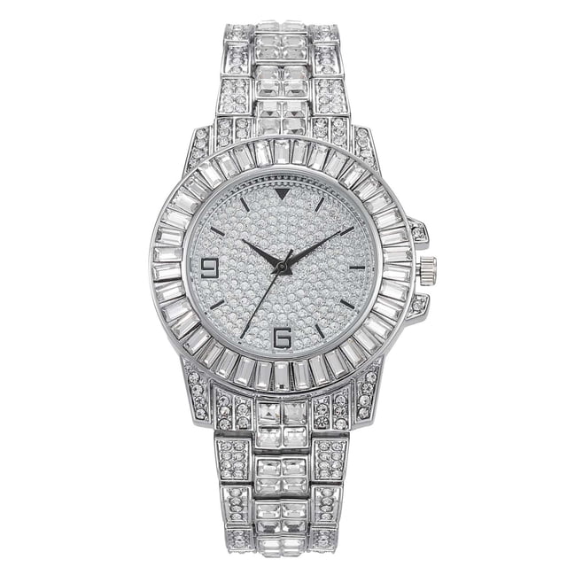 Trend Full Of Stars Burst Diamond Set Digital Scale Time Ladies Watch
