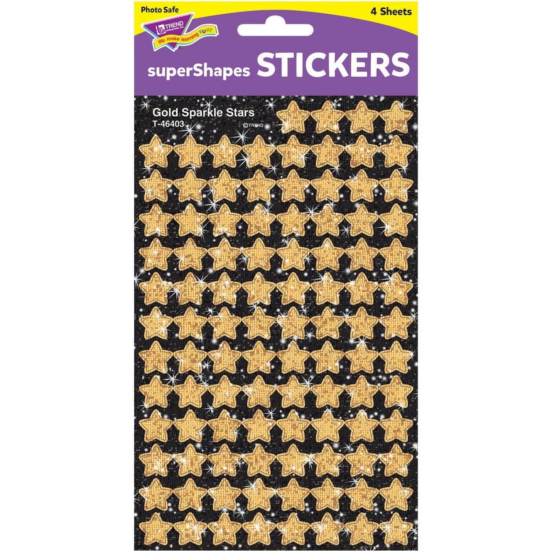 Trend Gold Sparkle Stars superShapes Stickers - Sparkle Stars Shape - Self-adhesive - Acid-free, Fade Resistant, Non-toxic, Photo-safe - Gold - 400 / Pack Trend Gold Sparkle Stars superShapes Stickers - Sparkle Stars Shape - Self-adhesive - Acid-free, Fade Resistant, Non-toxic, Photo-safe - Gold - 400 / Pack