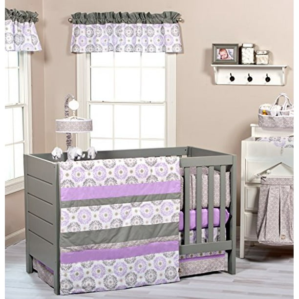 Trend Lab Florence 3 Piece Crib Bedding Set for Baby Girl Purple