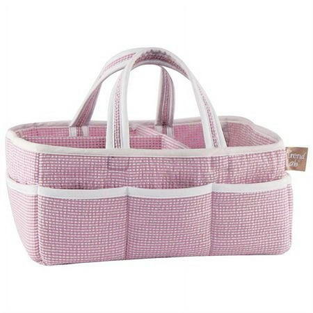 Pink Gingham Seersucker Storage Caddy