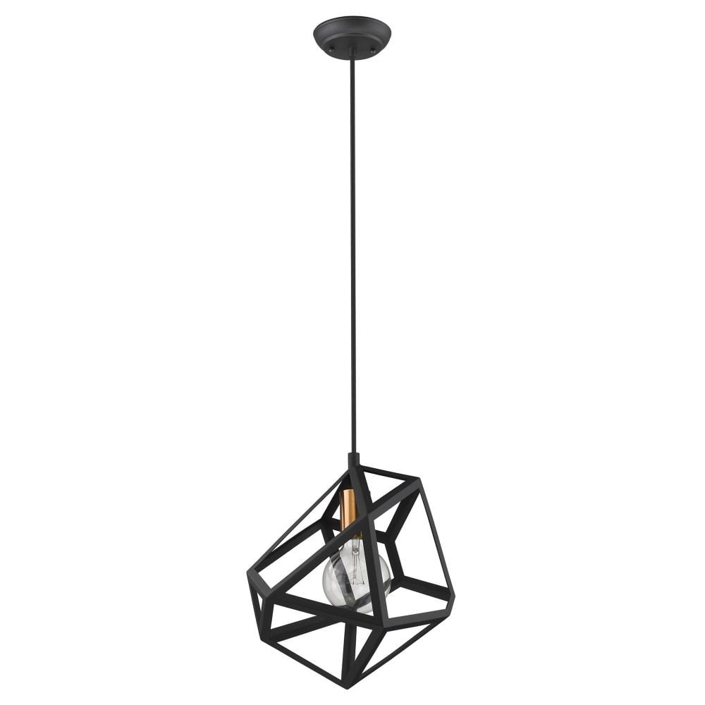 Hedron Asymmetrical Geometric Iron Pendant in Matte Black