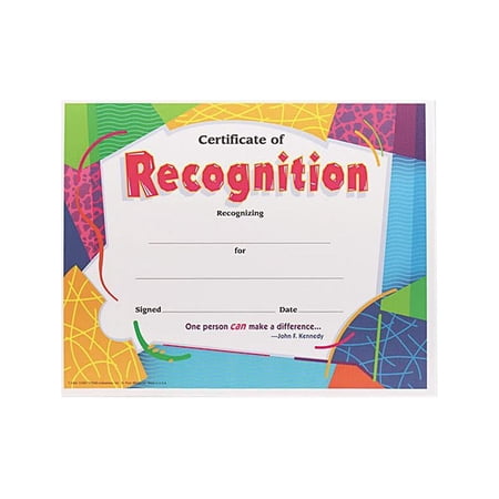 Trend Multicolor Paper Award Certificate, with John F. Kennedy Quote 2" 30 piece