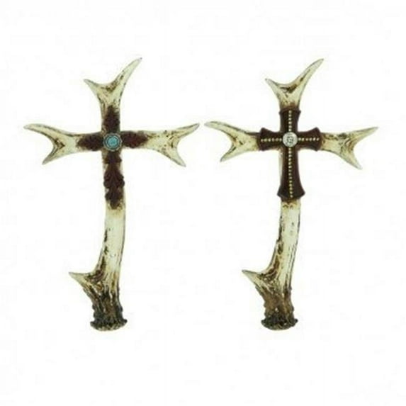 Trend Setters 76525 Polystone 2 Antler Cross, Assorted Color - 16 in.