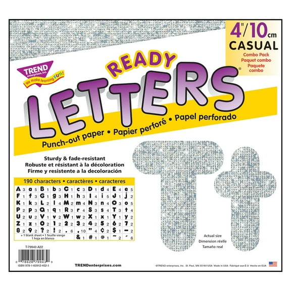 TREND Silver Sparkle 4" Casual Combo Ready Letters