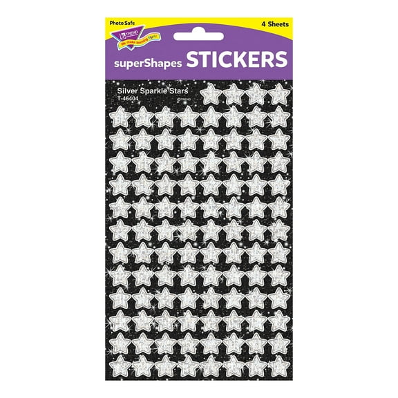 Trend Silver Sparkle Stars superShapes Stickers