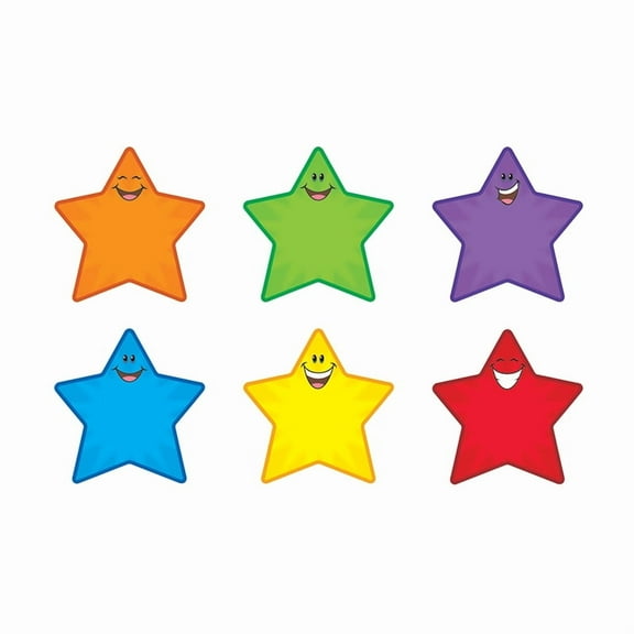 Trend Smiling Stars Accents - 36 x Smiley Star Shape - Precut - 5.50" Height - Assorted - 36 / Pack | Bundle of 10 Packs