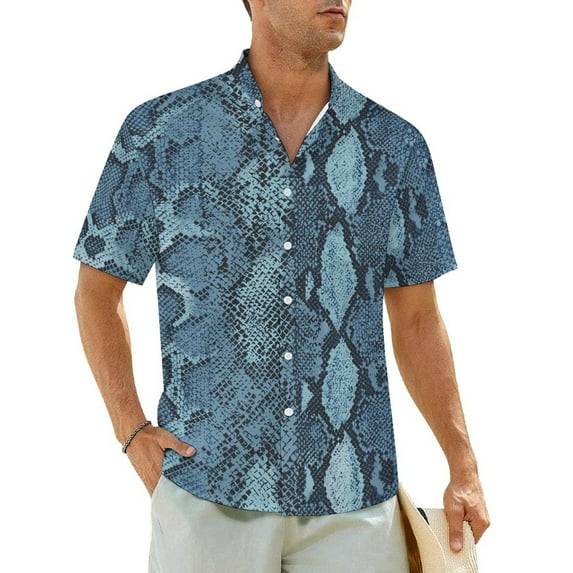 Trend Snakeskin Hawaii Shirt Man Beach Snake Skin Scales Casual Shirts Short-Sleeved Comfo