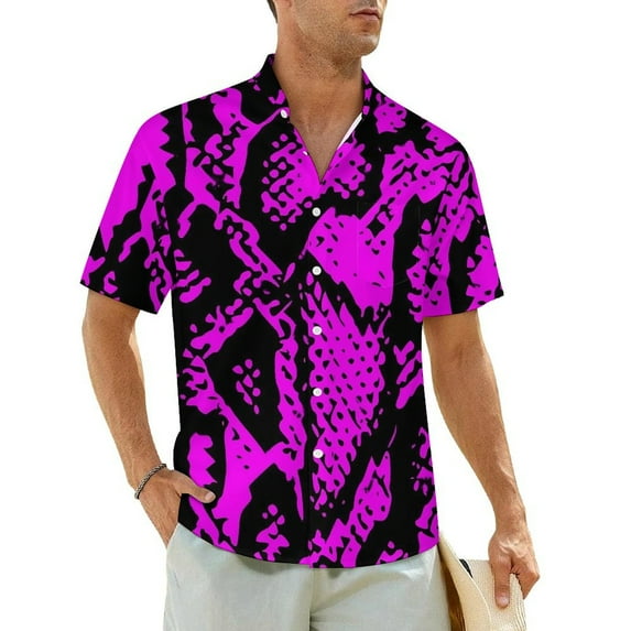 Trend Snakeskin Hawaii Shirt Man Beach Snake Skin Scales Casual Shirts Short-Sleeved Comfo
