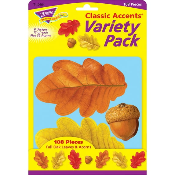 Trend, TEP10654, Fall Oak Leaves/Acorn Accents Variety Pack, 108 / Pack, Multicolor