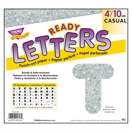 Trend, TEPT1613, 4" Sparkle Uppercase Ready Letters Set, 1 / Pack, Silver