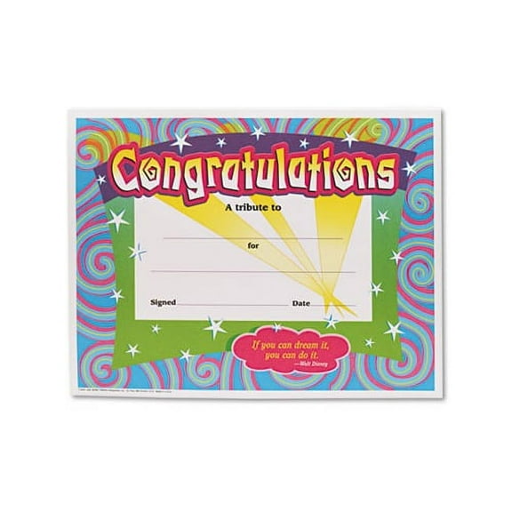 Trend, TEPT2954, Congratulations/Swirls Award Certificates, 30 / Pack