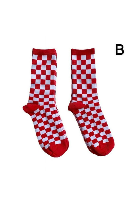 Trend Women Checkerboard Socks Checkered Socks Men Cotton Unisex Hip L2G2 иε A0W0