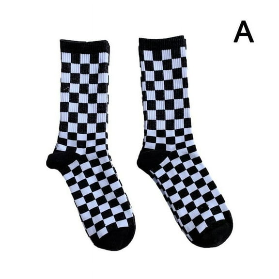 Trend Women Checkerboard Socks Checkered Socks Men Hip Cotton Hop .FAC9 M7B6