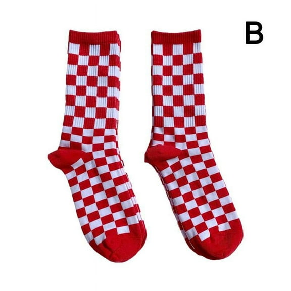 Trend Women Checkerboard Socks Checkered Socks Men Hop Cotton Hip Socks O7S3
