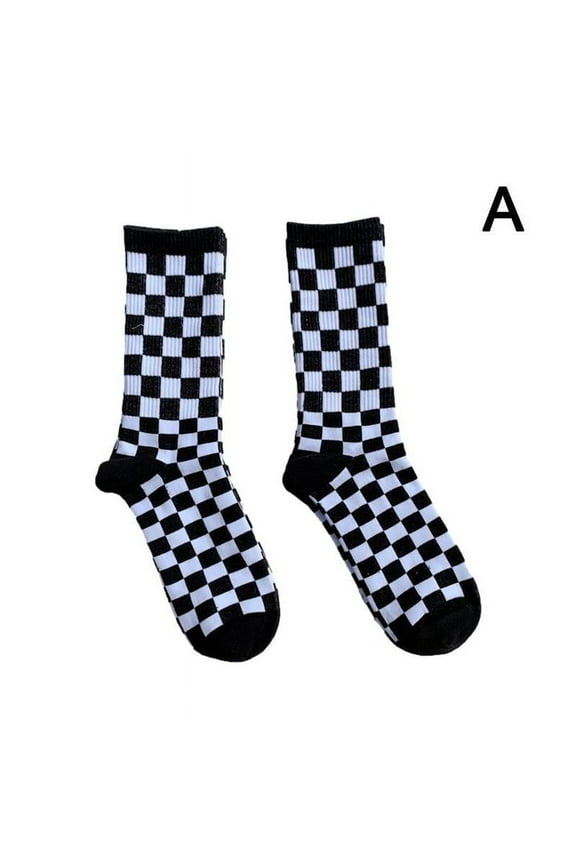 Trend Women Checkerboard Socks Checkered Socks Men Socks Hop Hip Cotton J9A0