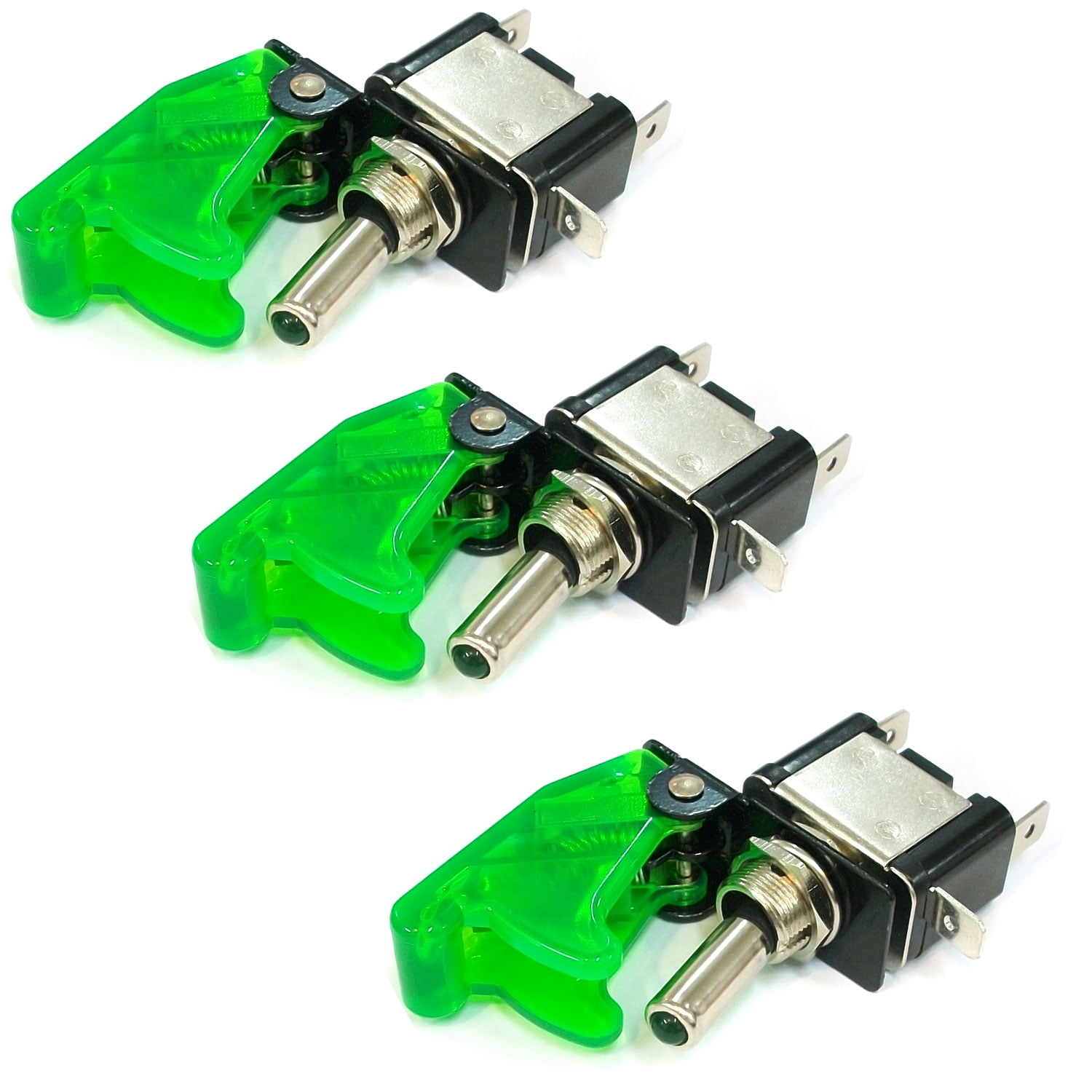 TrendBox 3 Sets (GREEN LED Light + GREEN Auto Cover) Toggle Flick SPST ...