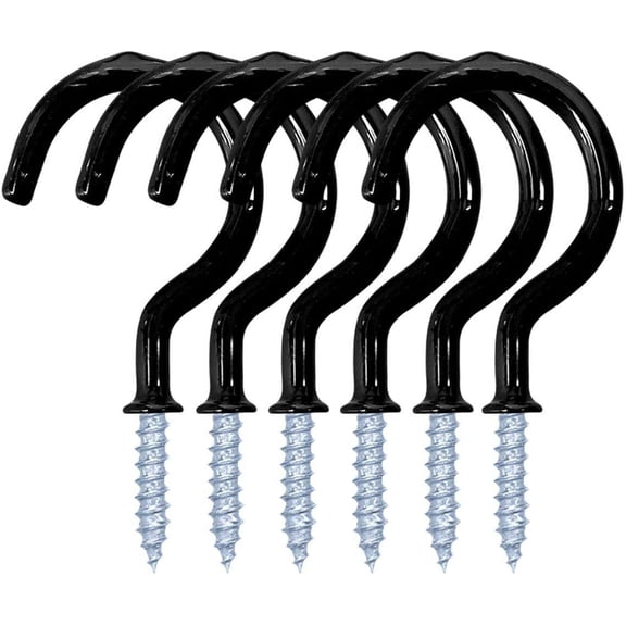 TrendMallOasis 12 Pack 2 Inch Vinyl Coated Screw-In Cup Hooks, Multipurpose Heavy Duty Wall & Ceiling Mount Utility Hooks for Indoor & Outdoor Use