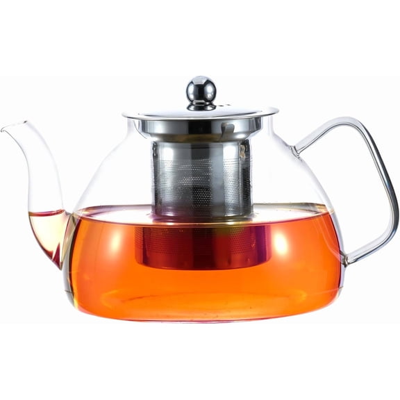 TrendMallOasis 1200ml Glass Teapot with Removable Infuser, Stovetop Safe Loose Leaf Tea Maker