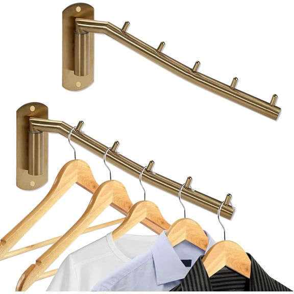 TrendMallOasis 2 Pack Wall Mount Swing Arm Clothes Hanger Rack, Stainless Steel Garment Hook