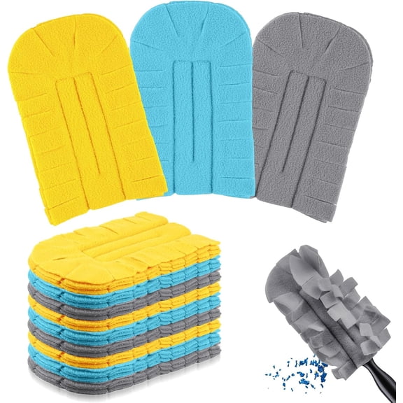 TrendMallOasis 20 Pcs Duster Refill Reusable Fleece Duster Refills Feather Flat Dusters Multi Surface Washable Cleaning Pads Tools for Home, Blinds, Car, Pet, Furniture, Fans (Stylish Color)