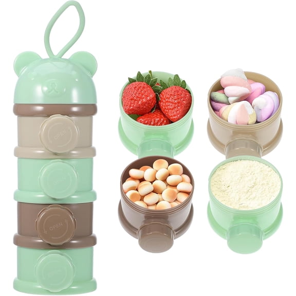 TrendMallOasis 4 Compartments Stackable Baby Formula Dispenser, Leak-Proof Portable Milk Powder & Snack Container for Travel