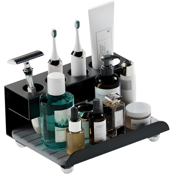 TrendMallOasis 4-Slot Metal Toothbrush Holder, Quick Dry Bathroom Counter Organizer
