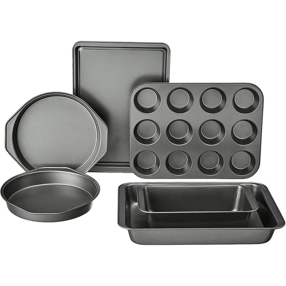 TrendMallOasis 6-Piece Nonstick Carbon Steel Bakeware Set, Oven Safe Baking Pans for Cakes, Muffins & Cookies