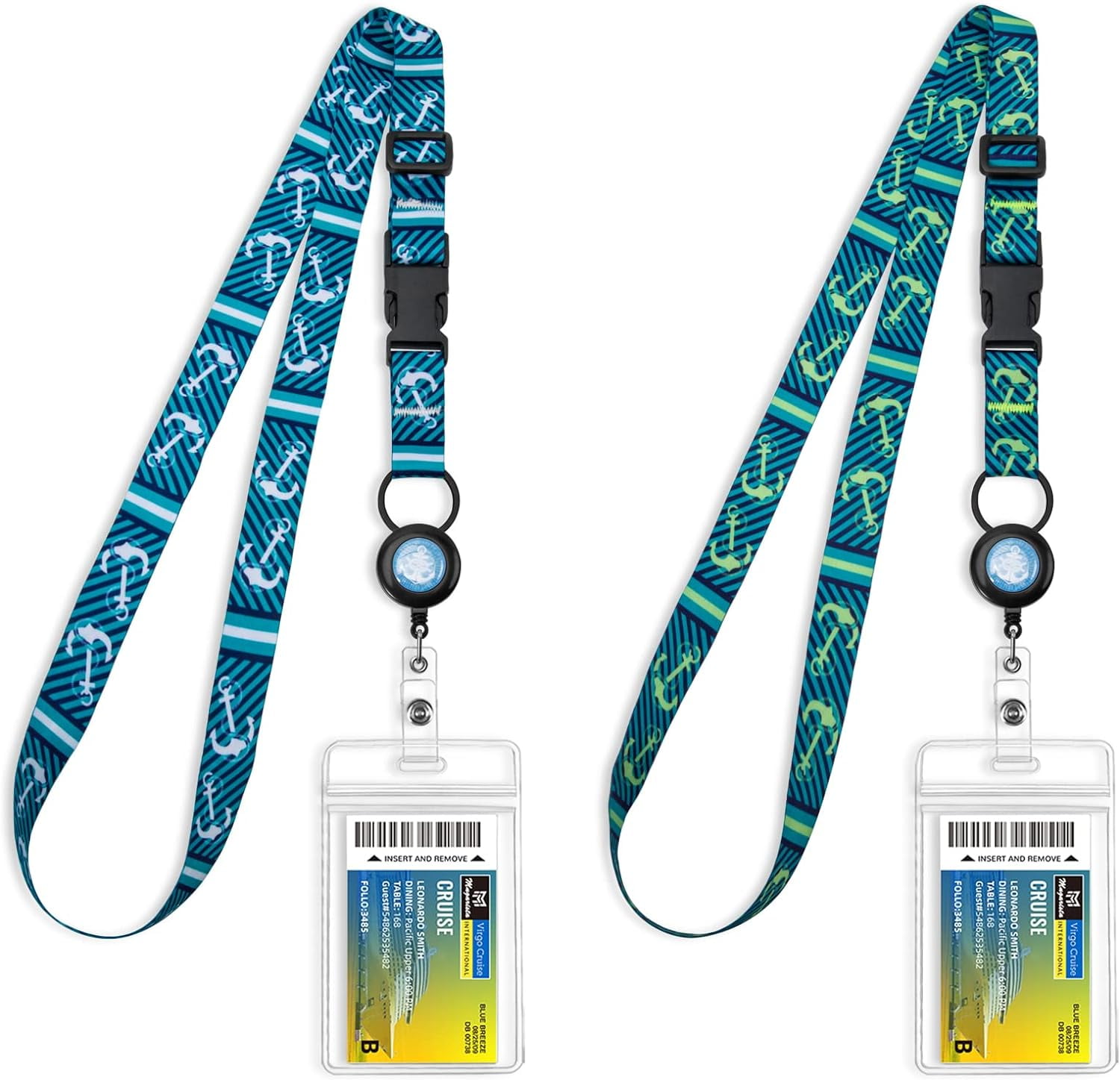 TrendMallOasis  Cruise Lanyards, Adjustable Lanyard with Retractable Reel, Waterproof ID Badge Holder for All Cruises Ships Key Cards, 2pack