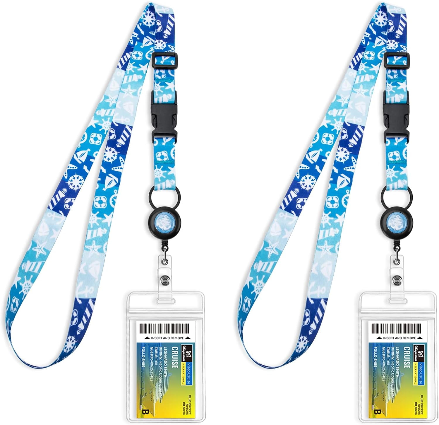 TrendMallOasis  Cruise Lanyards, Adjustable Lanyard with Retractable Reel, Waterproof ID Badge Holder for All Cruises Ships Key Cards, 2pack
