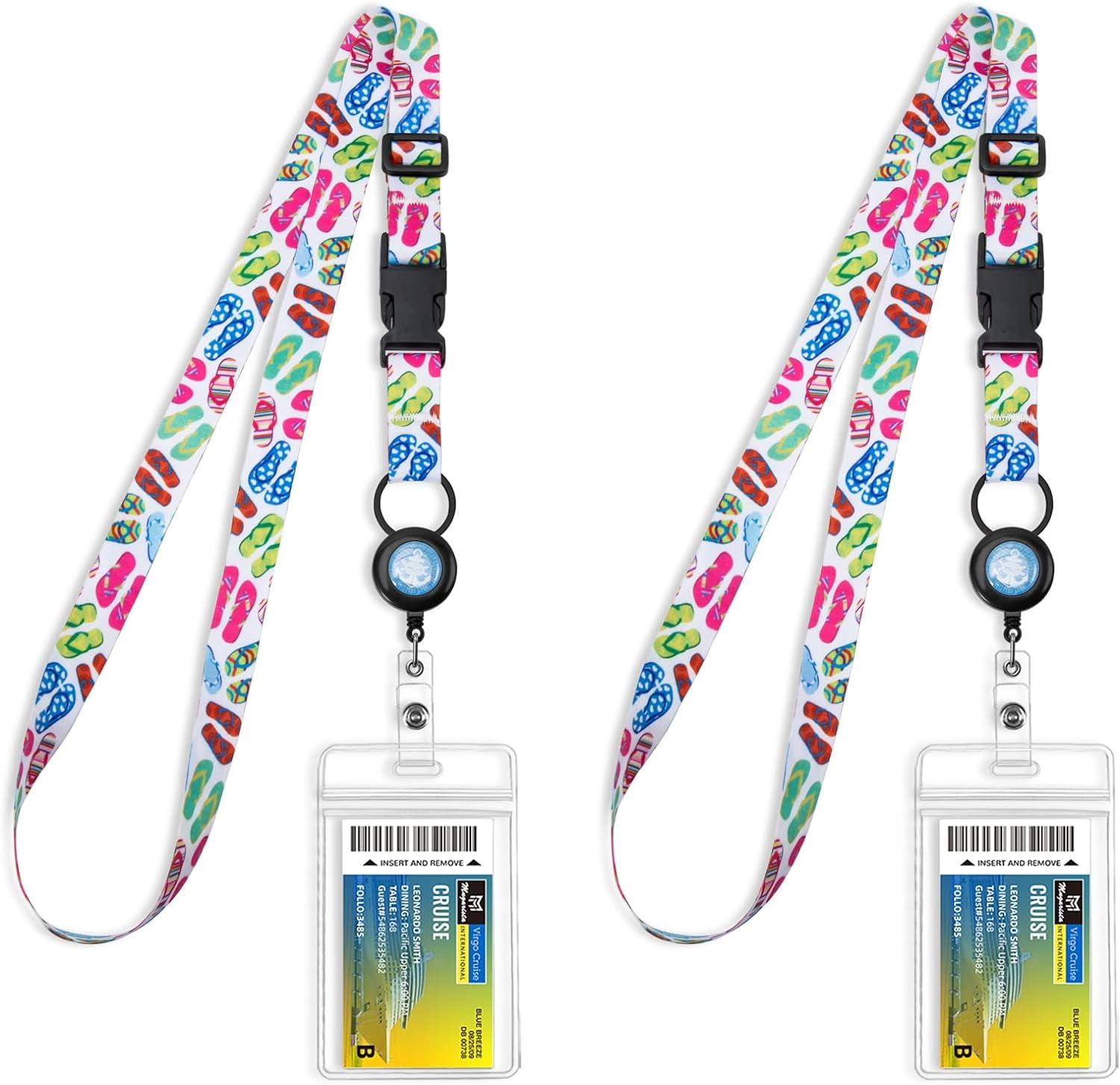 TrendMallOasis  Cruise Lanyards, Adjustable Lanyard with Retractable Reel, Waterproof ID Badge Holder for All Cruises Ships Key Cards, 2pack