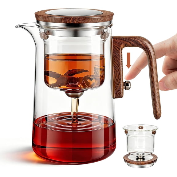 TrendMallOasis Glass Teapot with Magnetic Infuser, Modern Loose Leaf Tea Brewer