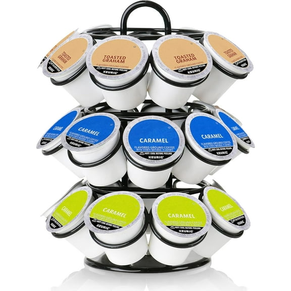TrendMallOasis Gold 27-Capacity Rotating Coffee Pod Carousel, Countertop Coffee Capsule Holder