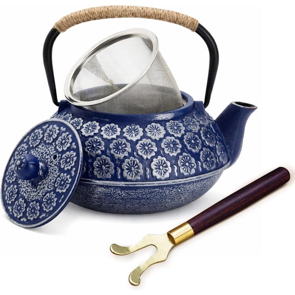 TrendMallOasis Japanese Style Cast Iron Teapot, 34 oz Kettle with Infuser & Removable Lid