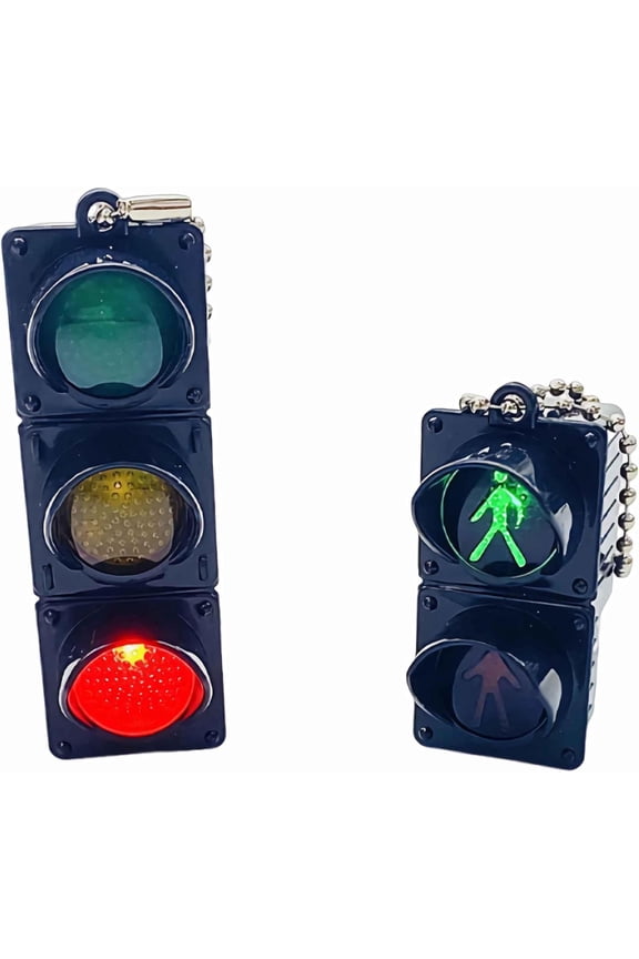 LED Stoplight Keychain, Novelty Funny Traffic Light Key Ring, Cool Mini Light-Up Bag Charm, Unique Fun Gift for Men Women