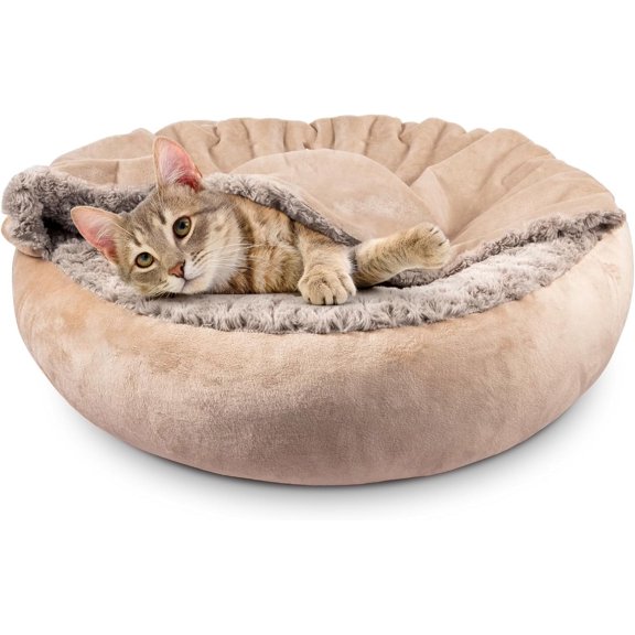 TrendMallOasis Machine Washable Calming Pet Bed, 23" Round Donut Bed for Dogs & Cats