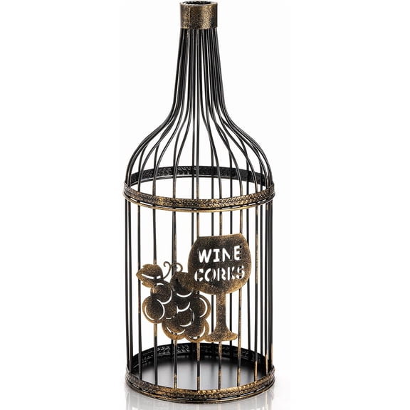 TrendMallOasis Metal Wine Cork Holder, Decorative Tabletop Cork Storage Container for Wine Lovers