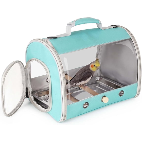 TrendMallOasis Small Bird Travel Cage, Collapsible Parakeet Carrier with Perch, Mat & Window