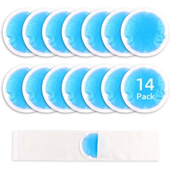 TrendMallOasis Small Round Hot/Cold Gel Packs, 14-Pack Ice Compress for Pain Relief