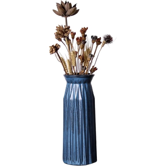 TrendMallOasis Vintage Aged Bronze Finish Vertical Striped Glass Vase, Rustic European Style Tall Decor Vase for Dried Flower Table Centerpiece