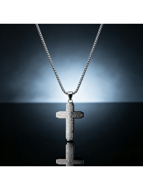 Hiphop Rock Crucifix Cross Pendant Necklace for Men, 14K Gold Filled Sleek Clavicle Chain Bold Party Ready Fashion Jewelry