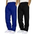 thumbnail image 1 of TrendOFT 2 Pack Mens Baggy Wide Leg Sweatpants Athletic Moisture Wicking Workout Gym Joggers with Drawstring Elastic Waist Stretchy Sweat Pants Blue L, 1 of 4