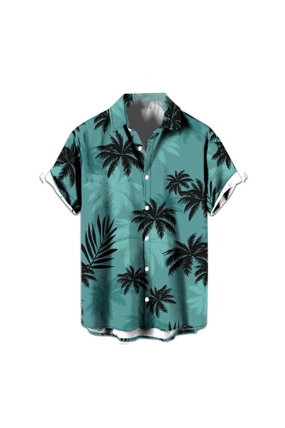 Airy Oversized Digital Print Mens Short Sleeve Tops Lapel Collar Loose Casual Shirts With High Definition Allover Pattern For Summer Seaside Holiday Mens Casual Shirts Light Blue