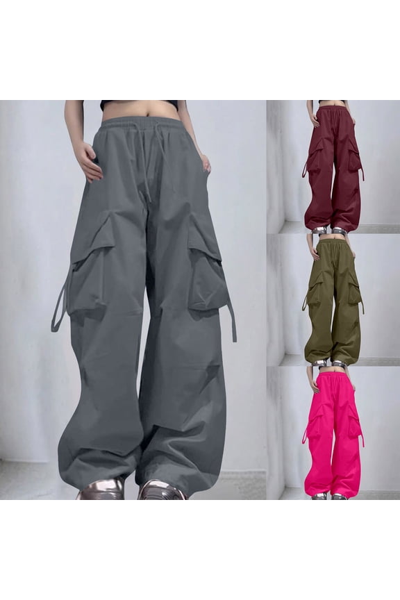 Baggy Cargo Sweatpants for Women High Waist Loose Straight Leg Y2K Cargo Pants with Multi Pockets Vintage Grunge Trousers Dark Gray XXXL