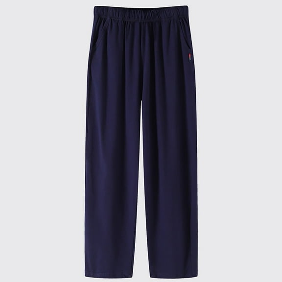 TrendOFT Baggy Lounge Pants for Men Open Bottom Straight Leg Thin Sweat Casual With Pockets Thin Sweatpants Blue M
