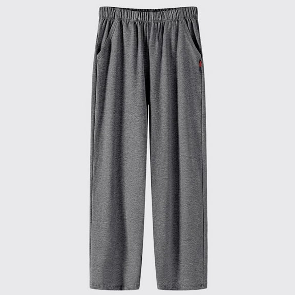 TrendOFT Baggy Lounge Pants for Men Open Bottom Straight Leg Thin Sweat Casual With Pockets Thin Sweatpants Grey L
