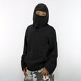 thumbnail image 1 of TrendOFT Balaclava Hoodie for Boys Girls Ninja Hoodies with Mask Baggy Harajuku Hop Sweatshirt with Pockets Streewear Black, 1 of 9