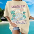 thumbnail image 1 of TrendOFT Beach Oversized Graphic Tees for Women Vintage Adventure Short Sleeve Shirts Baggy Summer Vacation Tops Beige L, 1 of 4
