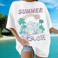 thumbnail image 1 of TrendOFT Beach Oversized Graphic Tees for Women Vintage Adventure Short Sleeve Shirts Baggy Summer Vacation Tops White M, 1 of 4